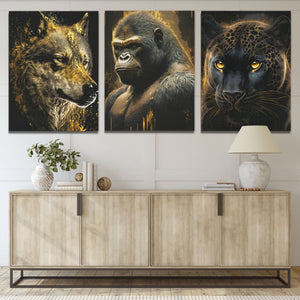 Golden Apex Predators (2) Set - V1 - Luxury Wall Art