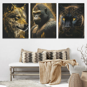 Golden Apex Predators (2) Set - V1 - Luxury Wall Art