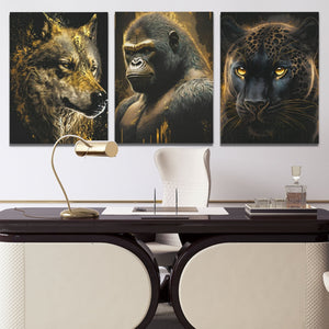 Golden Apex Predators (2) Set - V1 - Luxury Wall Art