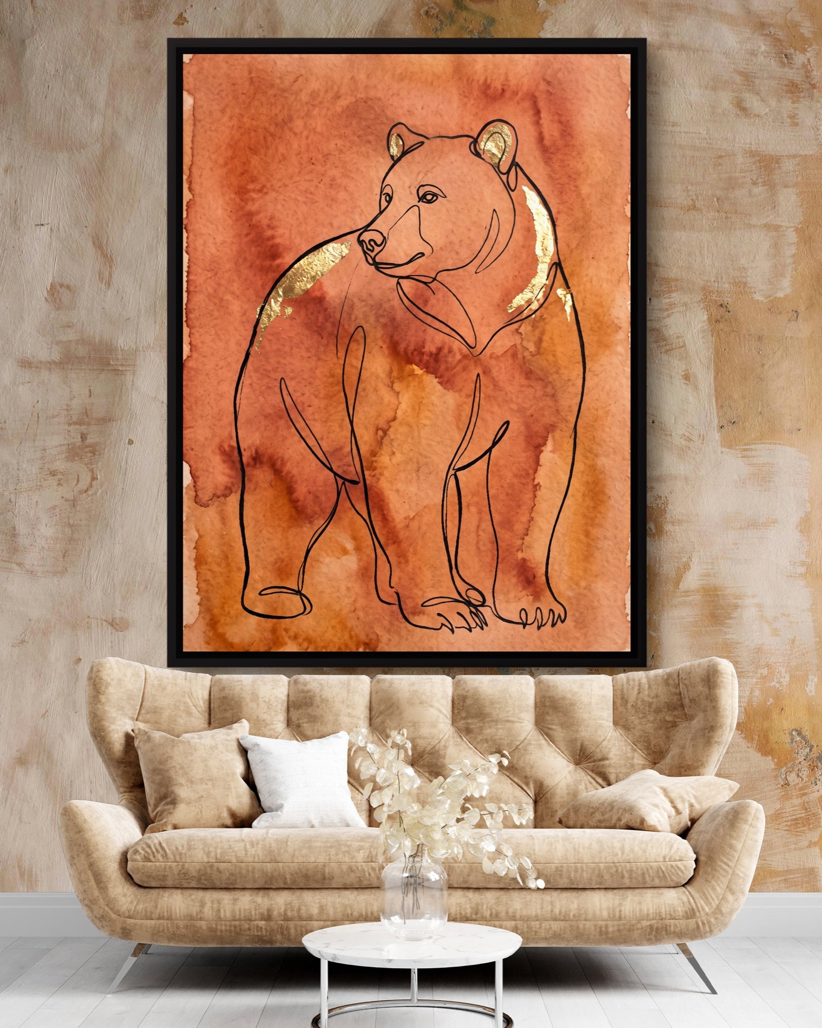Golden Bear Calm — golden bear calm white studio framed black