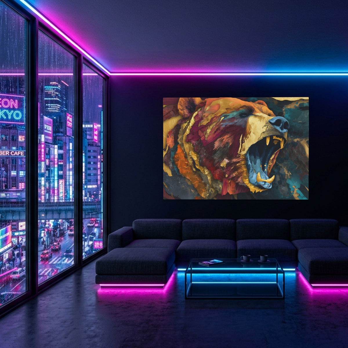 Golden Bear Fury — Golden Bear Fury Blue Pink Neon Room Land 73