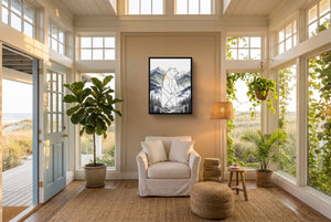 Golden Bear Standing — golden bear standing living room with plants 1port framed black