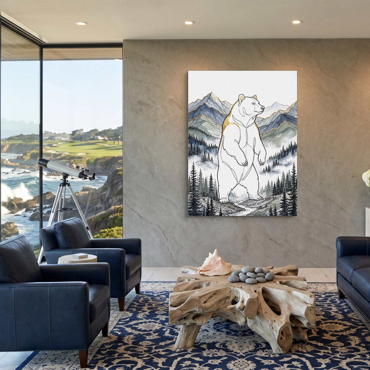 Golden Bear Standing — golden bear standing sq coastal views 1port flush print