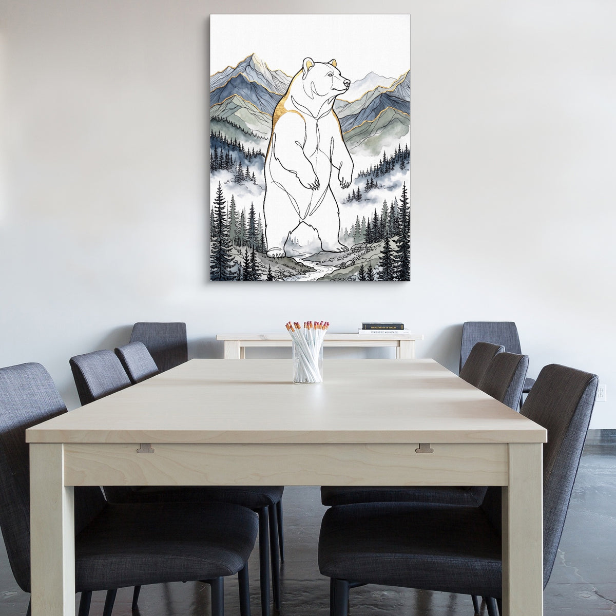 Golden Bear Standing — golden bear standing sq office wall 1port flush print