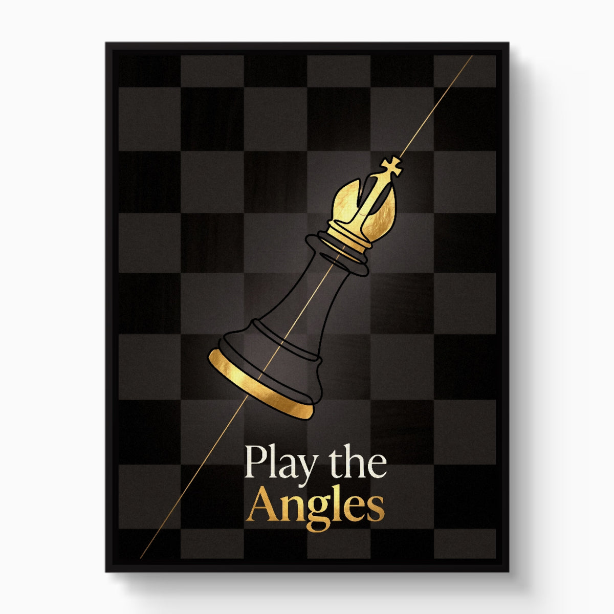 Golden Bishop Angled — golden bishop angled white studio framed black