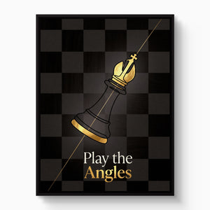 Golden Bishop Angled — golden bishop angled white studio framed black