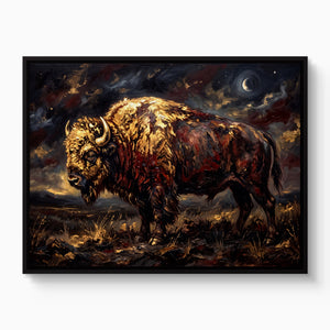 Golden Bison Moonlight — golden bison moonlight white studio framed black