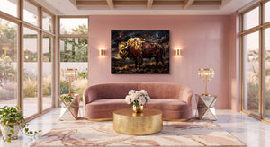 Golden Bison Moonlight — golden bison moonlight pink living room 1land flush print
