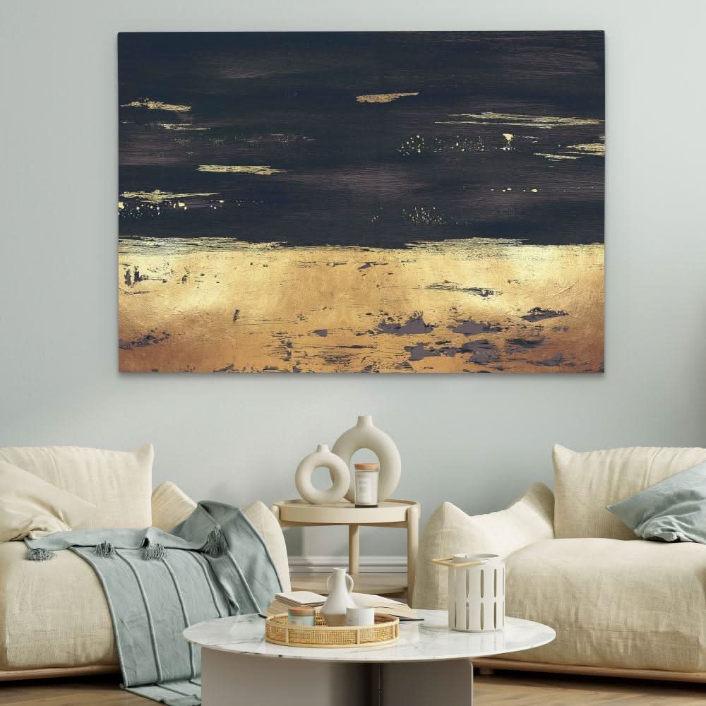 Golden Black Trim - Large Abstract Canvas Print
