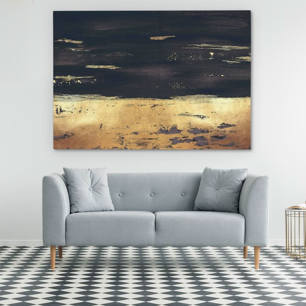 Golden Black Trim - Abstract Wall Art in Black Frame