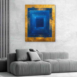 Golden Blue Maze - Luxury Wall Art