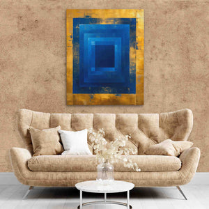 Golden Blue Maze - Luxury Wall Art