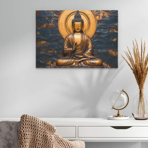 Golden Buddhist Statue - Luxury Wall Art