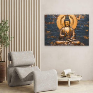 Golden Buddhist Statue - Luxury Wall Art