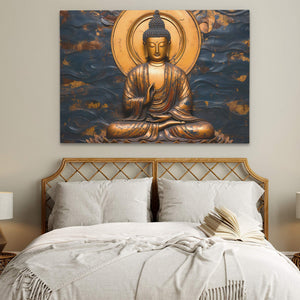 Golden Buddhist Statue - Luxury Wall Art