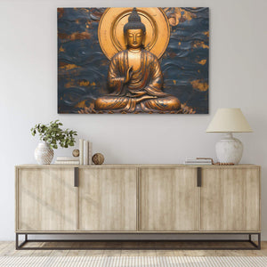 Golden Buddhist Statue - Luxury Wall Art