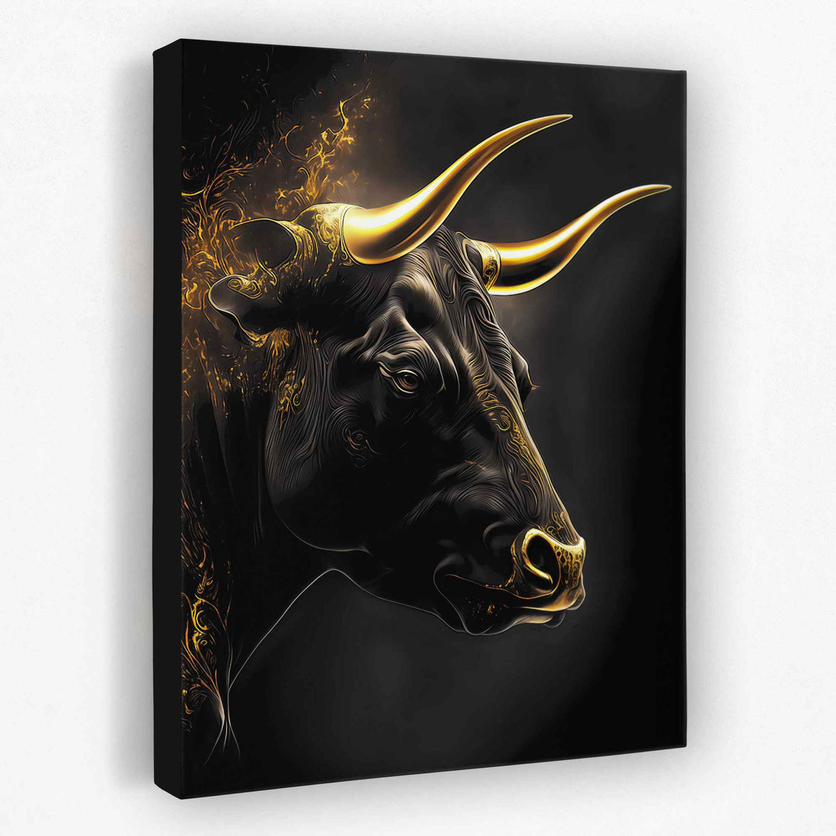 Golden Bull - Wall Art in Black Frame