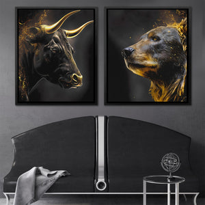 Golden Bull and Bear - Luxury Wall Art