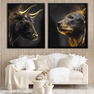 Golden Bull and Bear - Luxury Wall Art