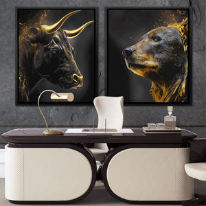 Golden Bull and Bear - Luxury Wall Art