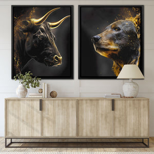 Golden Bull and Bear - Luxury Wall Art