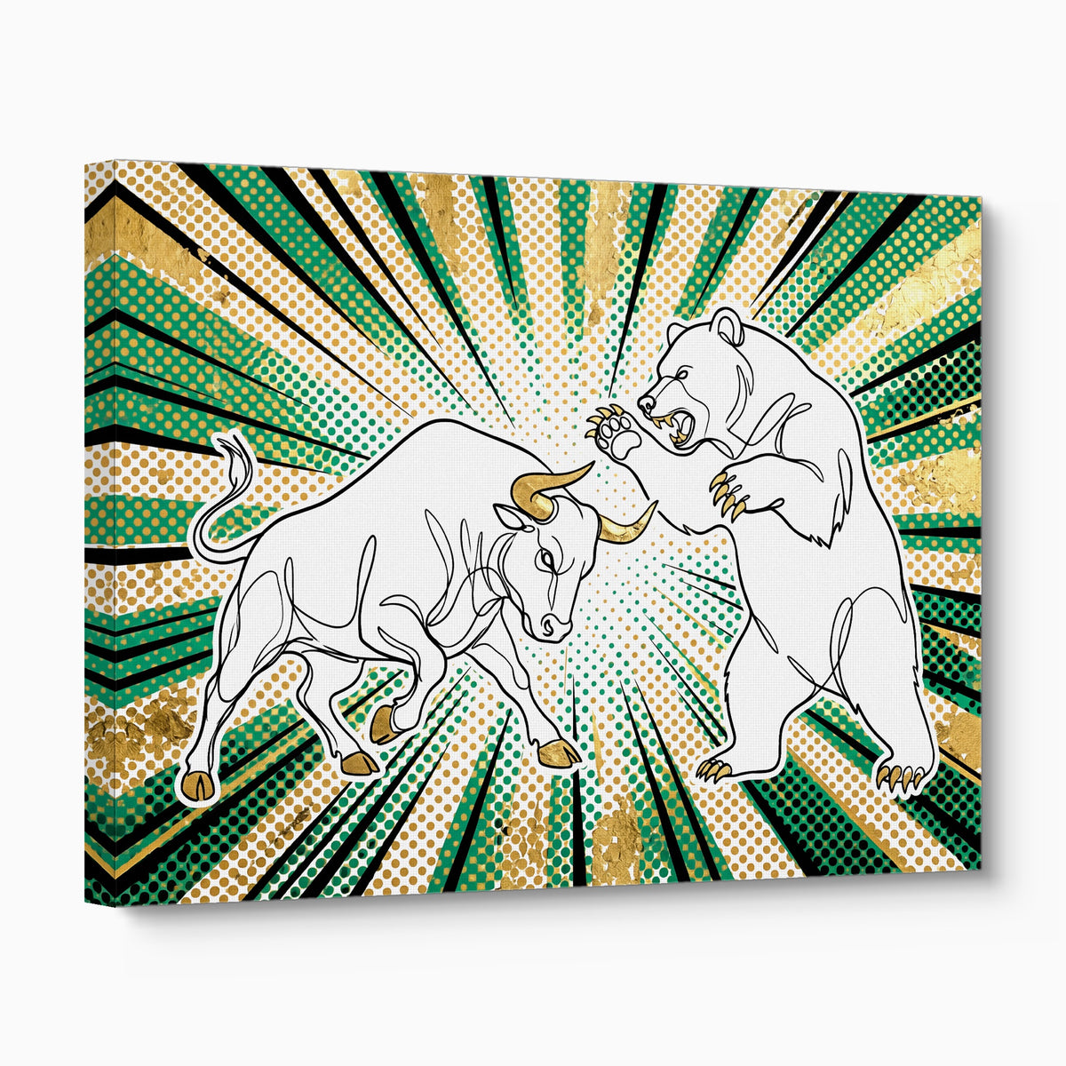 Golden Bull Bear — golden bull bear angled flush print