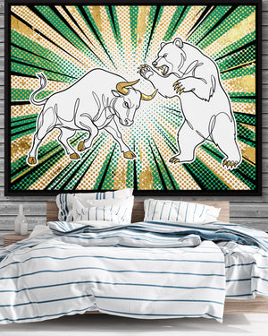 Golden Bull Bear — golden bull bear psd grey wood bedroom 1land framed black