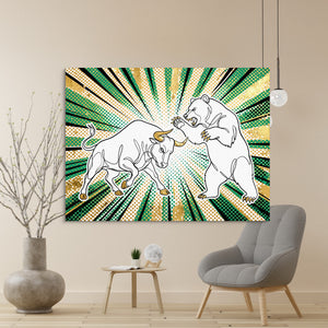Golden Bull Bear — golden bull bear sq beige wall 1land flush print