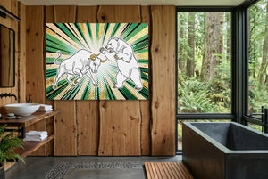 Golden Bull Bear — golden bull bear wooden bathroom with window 1land flush print