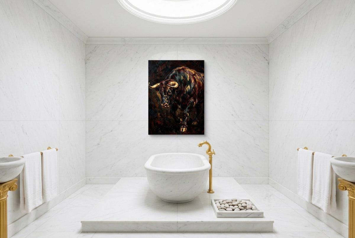 Golden Bull Charge — golden bull charge luxury bathroom interior 2 1port flush print