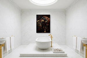 Golden Bull Charge — golden bull charge luxury bathroom interior 2 1port flush print