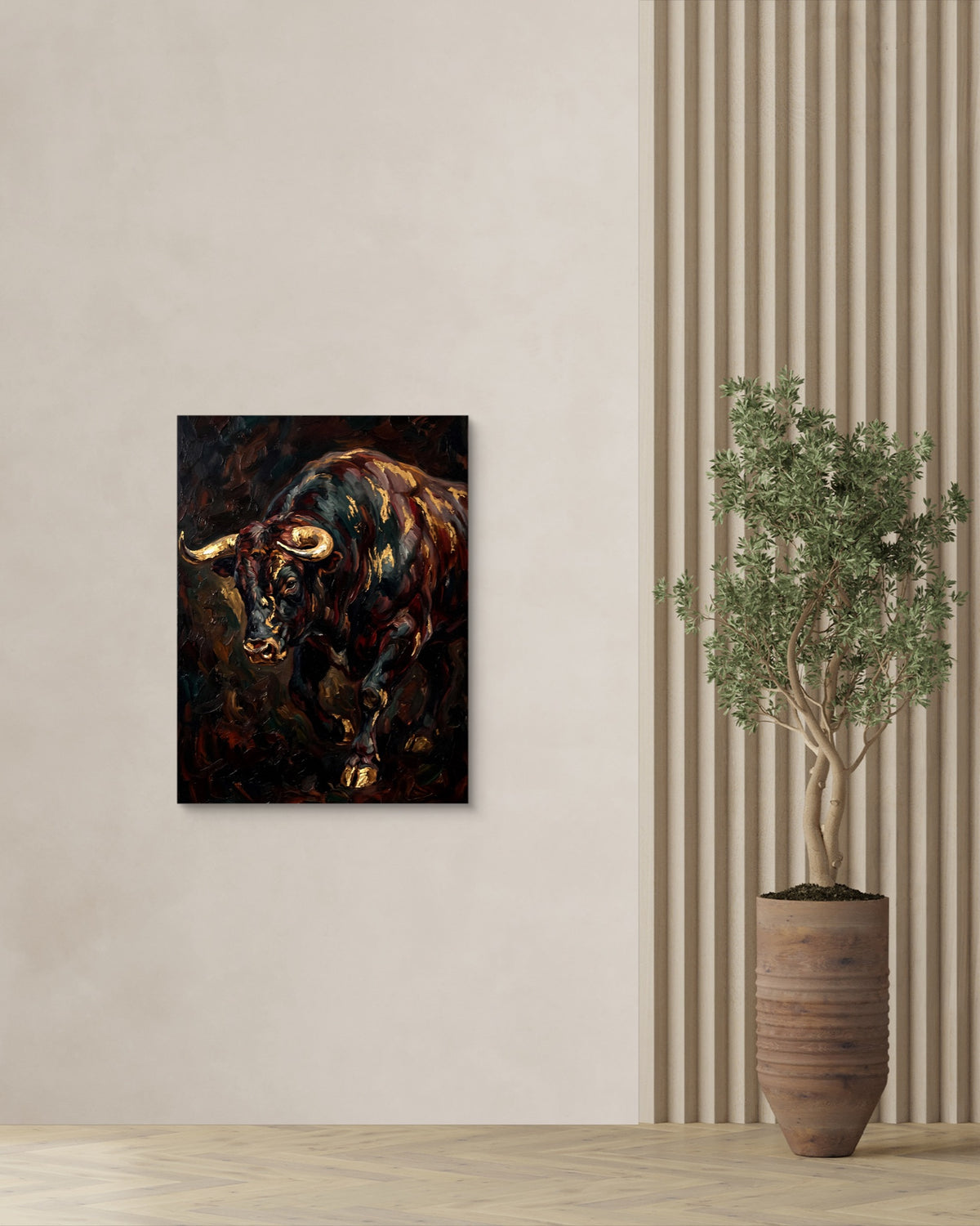 Golden Bull Charge — golden bull charge psd plant wall right 1port flush print