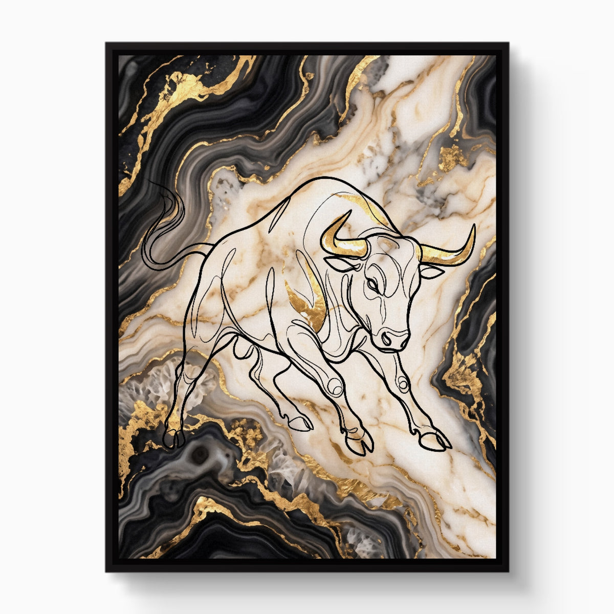 Golden Bull Marbled — golden bull marbled white studio framed black