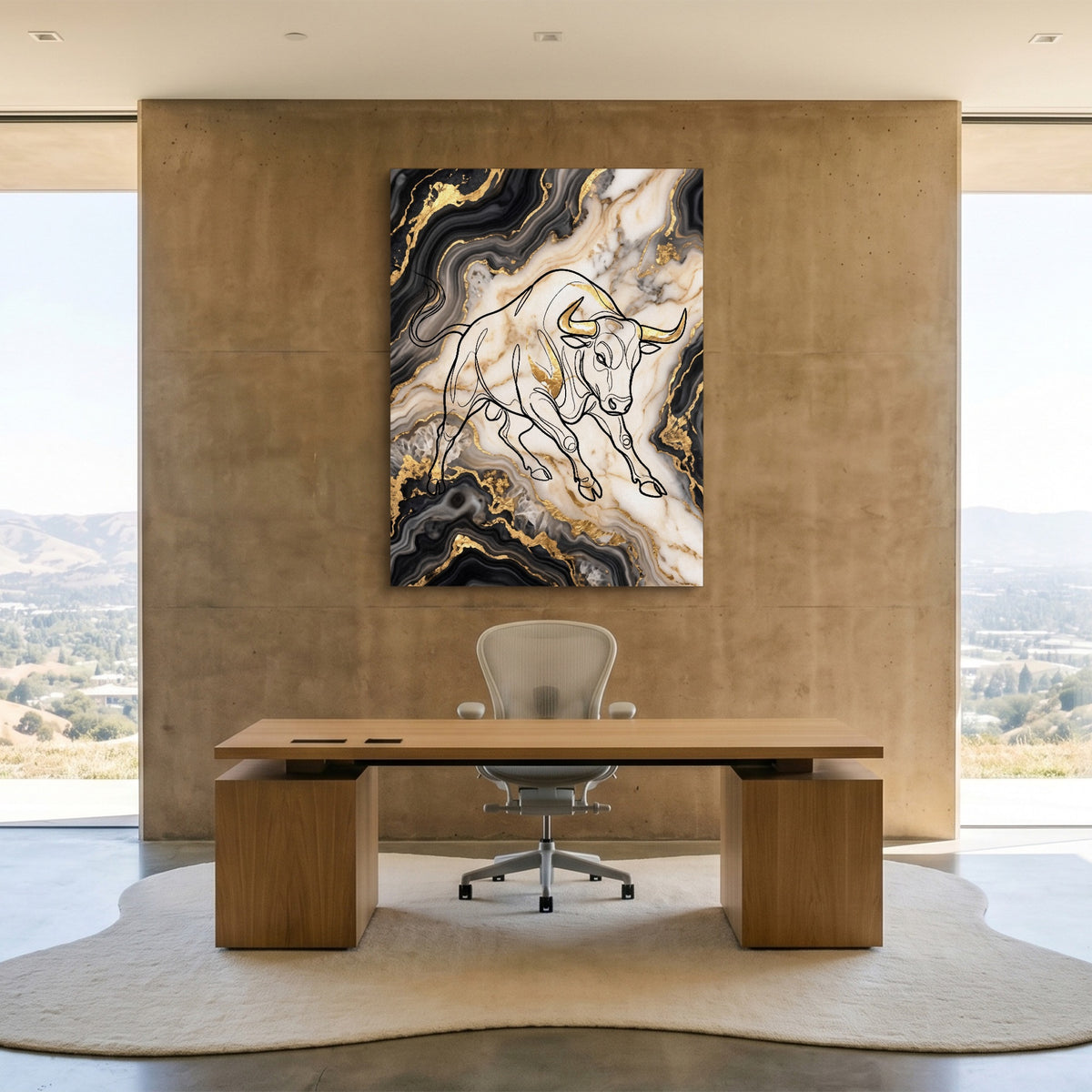 Golden Bull Marbled — golden bull marbled sq minimalist lux office 1port flush print