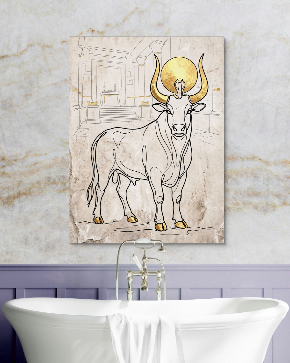 Golden Bull Temple — golden bull temple psd marble purple bath 1port flush print