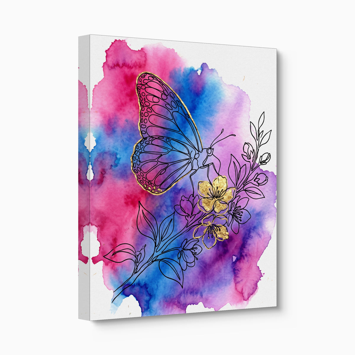 Golden Butterfly Blossoms — golden butterfly blossoms angled flush print
