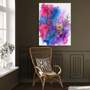 Golden Butterfly Blossoms — golden butterfly blossoms sq window chair wall 1port flush print