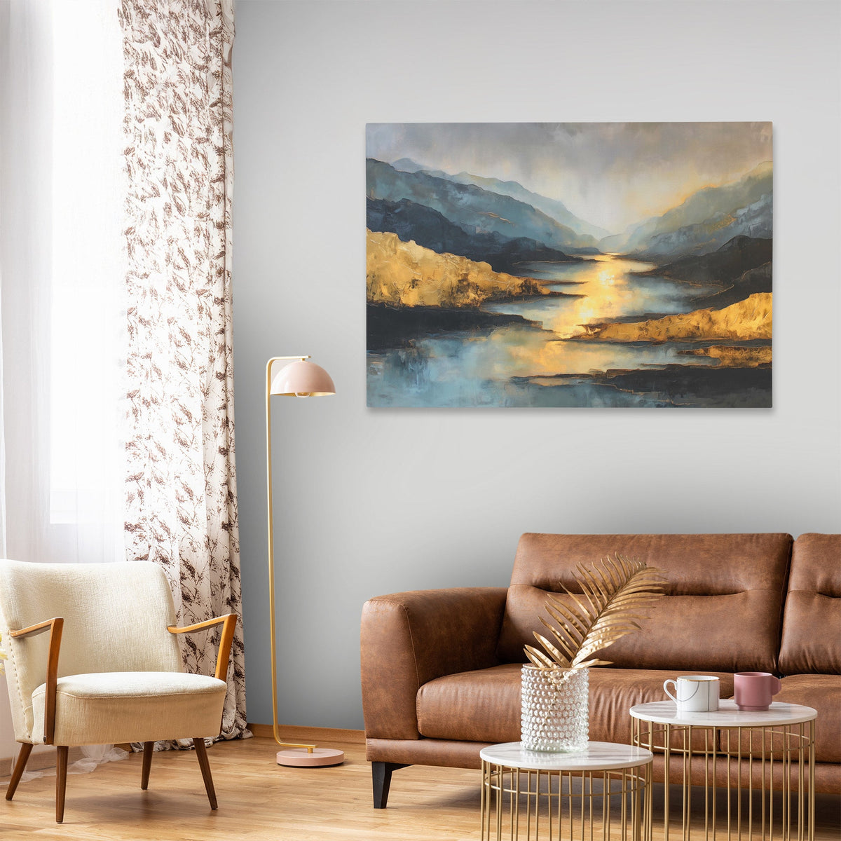 Golden Canyons Embrace - Luxury Wall Art