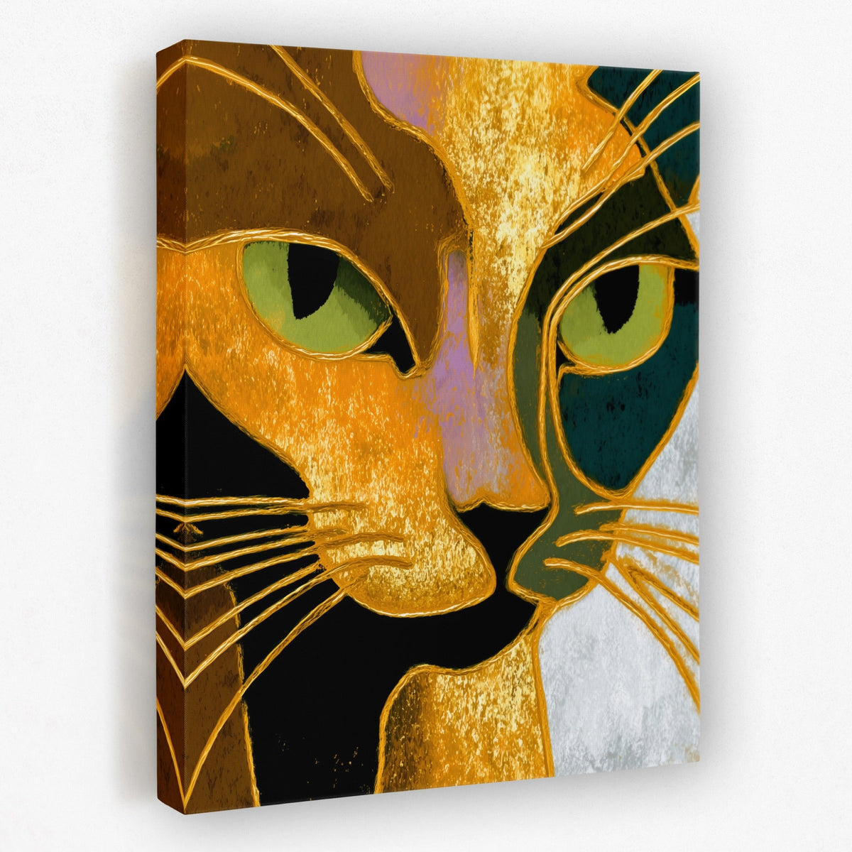 Golden Cat Profile canvas wall art