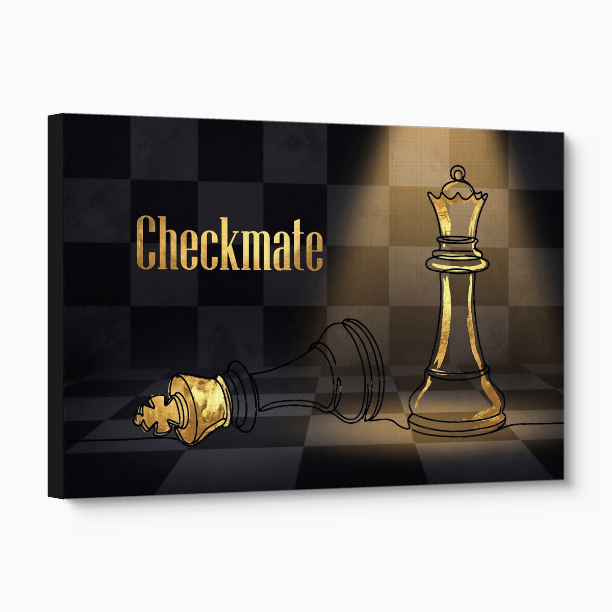 Golden Chess Checkmate — golden chess checkmate angled flush print