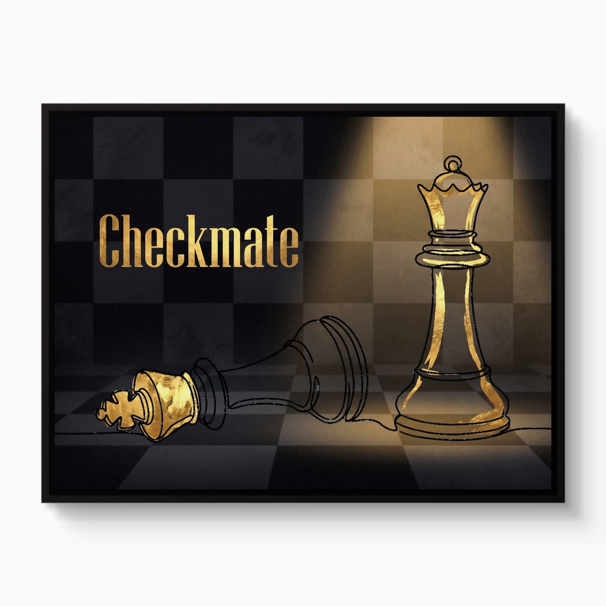 Golden Chess Checkmate — golden chess checkmate white studio framed black