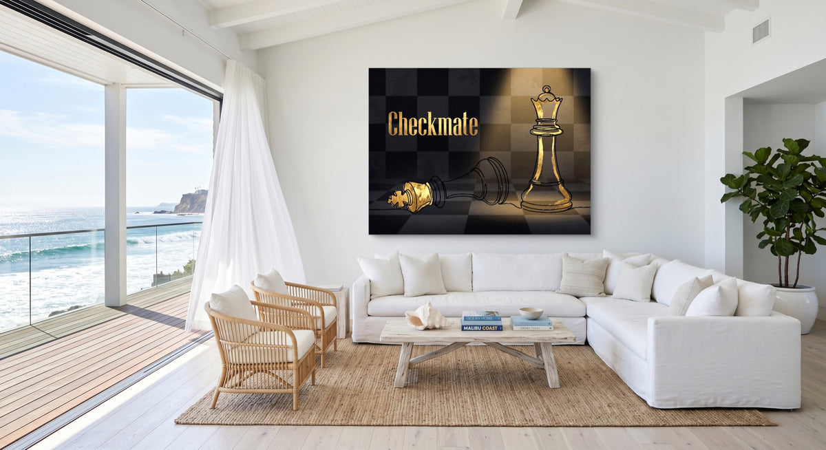 Golden Chess Checkmate — golden chess checkmate beachside villa 1land flush print