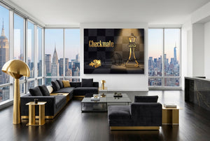 Golden Chess Checkmate — golden chess checkmate modern living room interior 4 1land flush print