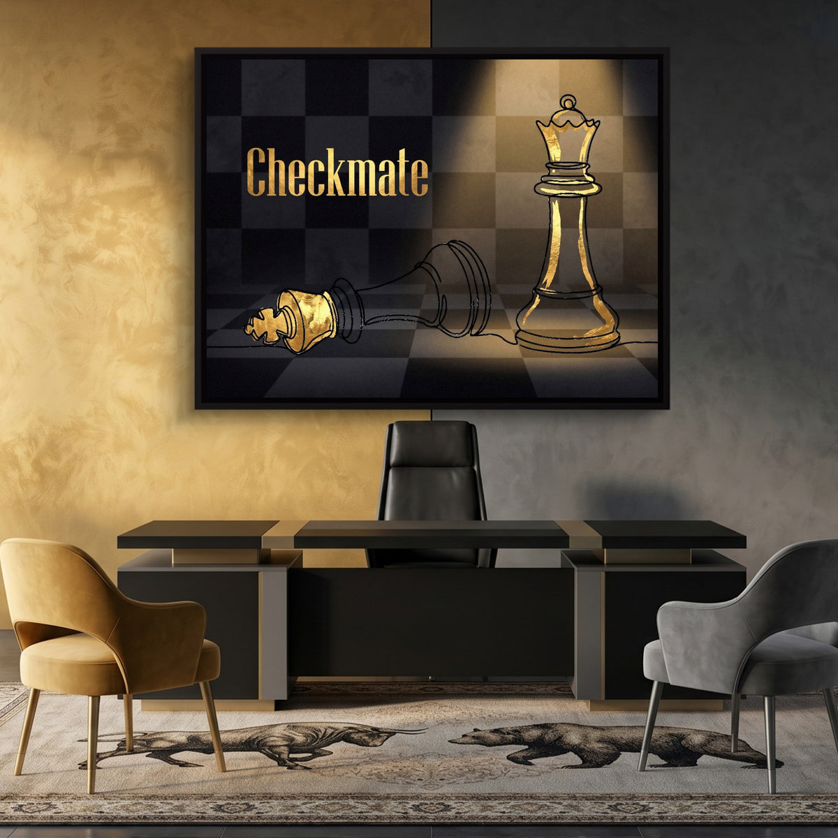 Golden Chess Checkmate — golden chess checkmate sq bvb split 1land framed black