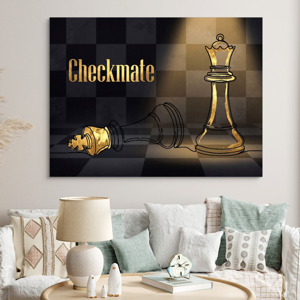 Golden Chess Checkmate — golden chess checkmate sq clock bed 1land flush print