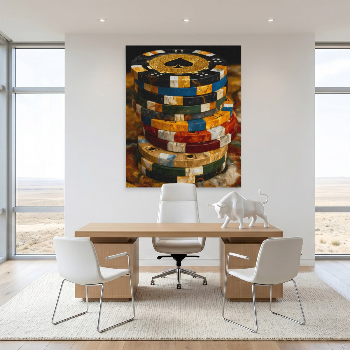 Golden Chips Fortune canvas wall art, room view