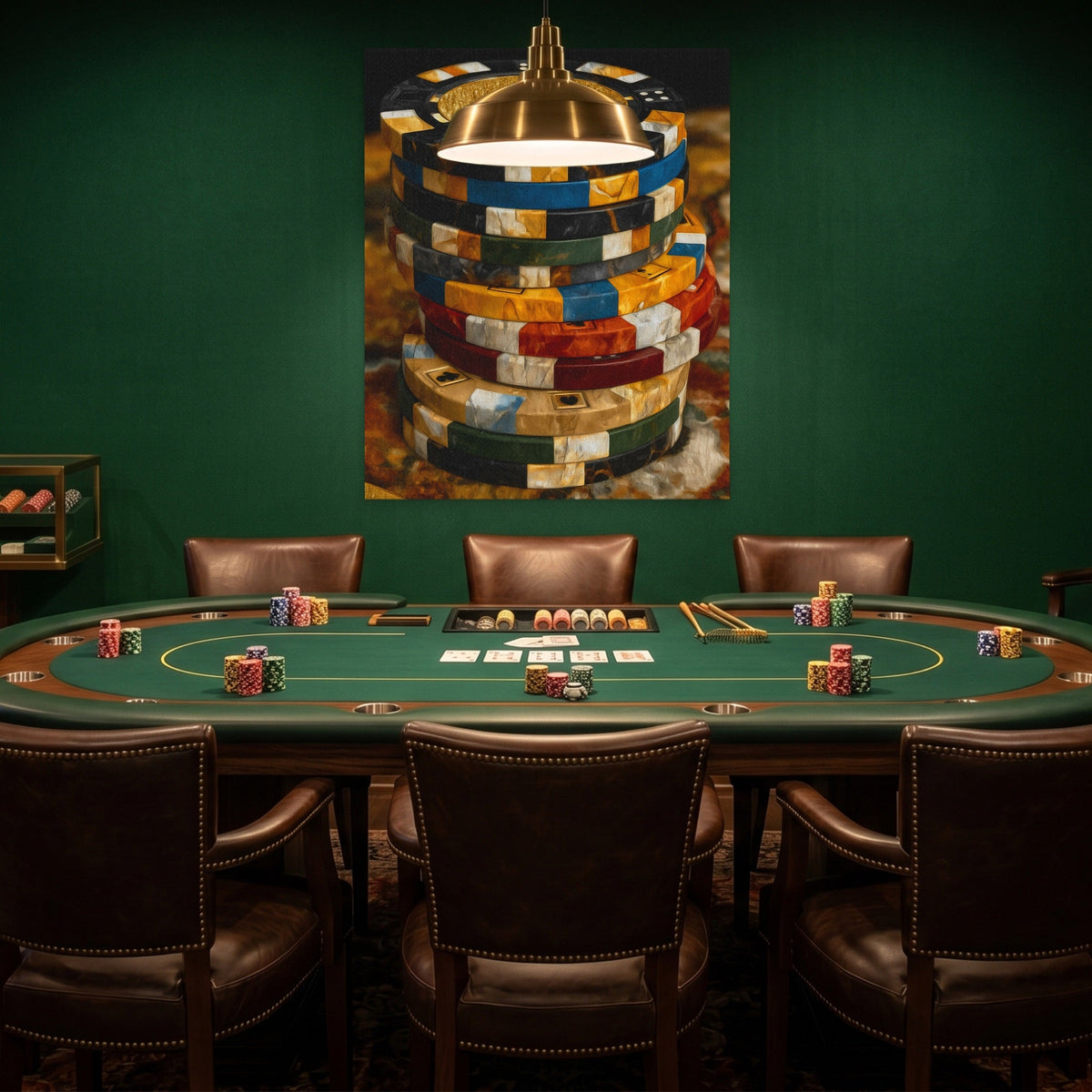 Golden Chips Fortune canvas wall art, room view