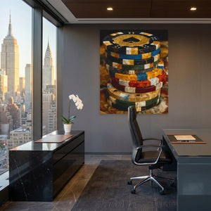 Golden Chips Fortune canvas wall art, room view