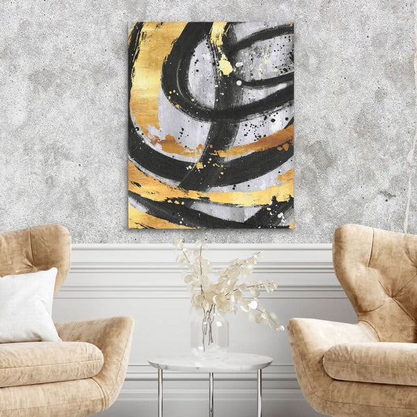 Golden Circles Abstract in a room