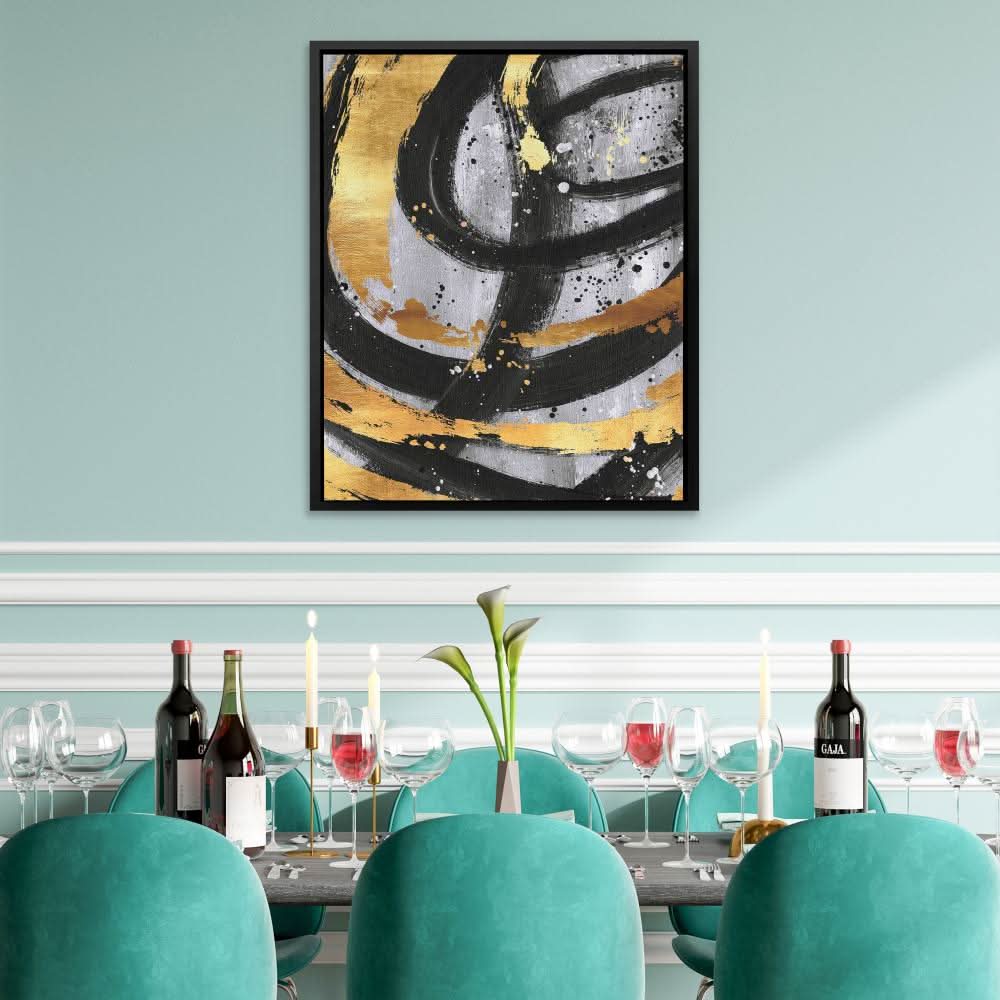 Golden Circles Abstract - Large Abstract Canvas Print